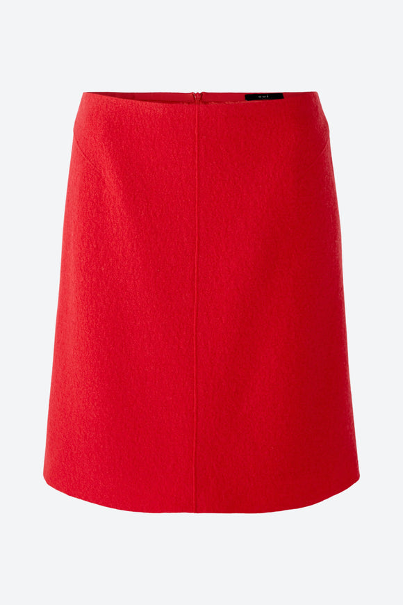 Oui Wool Short Skirt Red
