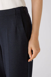 Oui Pinstripe Trousers  Dark Blue/Grey