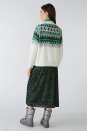 Oui Knitted Jumper Off-white/Green
