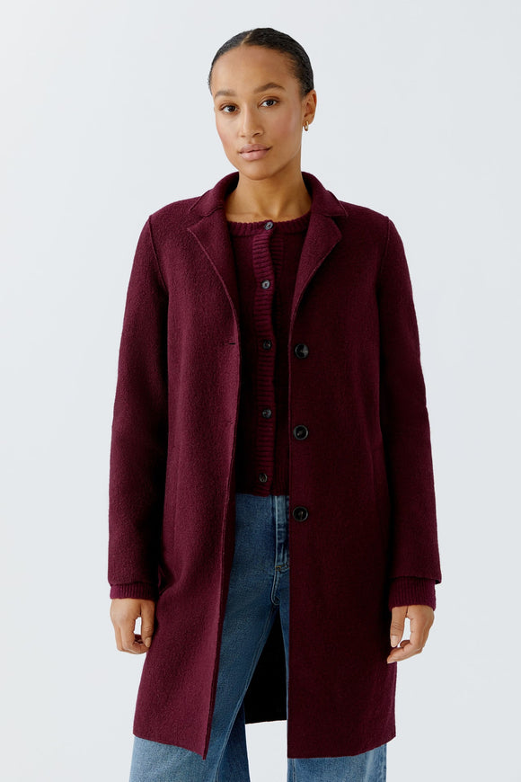 Oui Mayson Wool Coat Dark Bordeaux