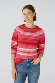 Oui Knitted Cotton Blend Striped Sweater