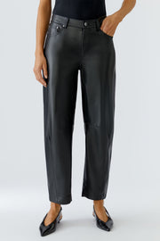 Oui Faux Leather Trouser Black