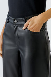 Oui Faux Leather Trouser Black