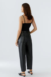 Oui Faux Leather Trouser Black