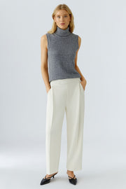 Oui Pleated Trousers Whitecap