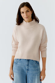 Oui Knit High Neck Jumper Sepia Rose