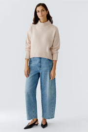 Oui Knit High Neck Jumper Sepia Rose
