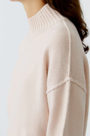 Oui Knit High Neck Jumper Sepia Rose