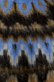 Oui Knit Jumper Dark Camel/Blue Print