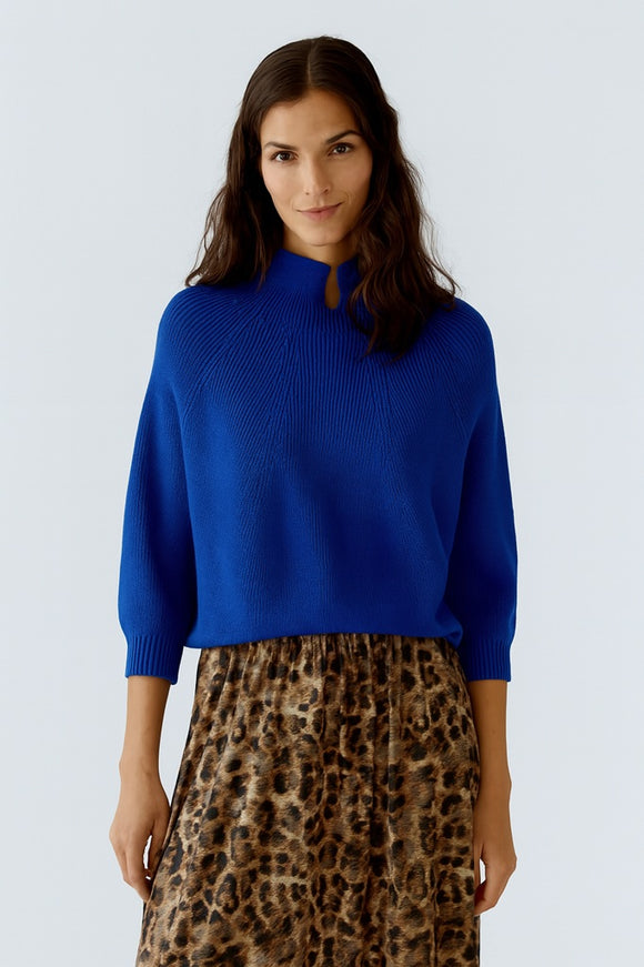 Oui Knit High Neck Jumper Blue Ribbon