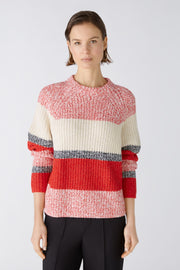 Oui Knit Striped Sweater Red/White