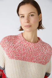 Oui Knit Striped Sweater Red/White