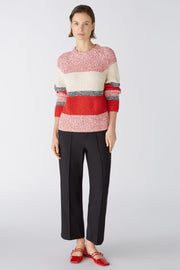 Oui Knit Striped Sweater Red/White