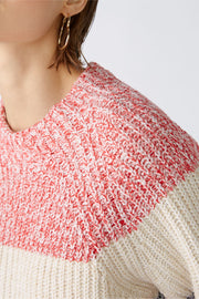 Oui Knit Striped Sweater Red/White