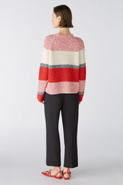 Oui Knit Striped Sweater Red/White