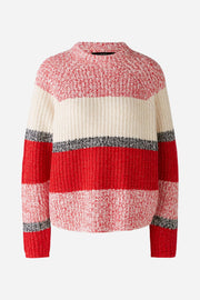 Oui Knit Striped Sweater Red/White