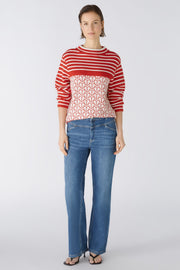 Oui Knitted Jumper Off-white/Red