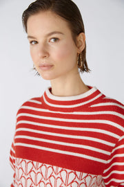 Oui Knitted Jumper Off-white/Red