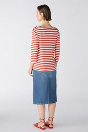 Oui Striped Top Red/White