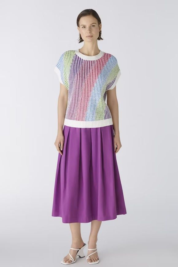 Oui Knitted Jumper With Lilac/White Diagonal Stripes