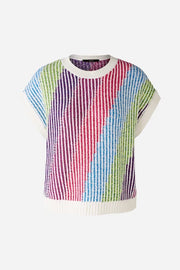 Knitted Jumper With Lilac/White Diagonal Stripes