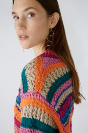 Oui Knitted Striped Jumper Multicolour