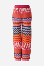 Oui Knit Trousers Zig Zag Stripes Pink/Orange