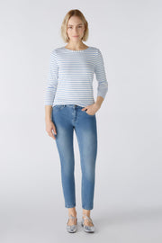 Oui Long Sleeve Striped Tee Off-White/Blue