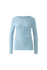 Oui Long Sleeve Striped Tee Off-White/Blue