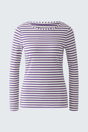 Oui Sumiko Striped T-Shirt Violet/White