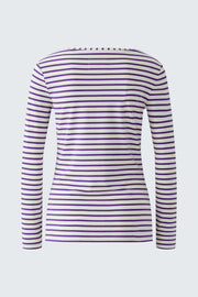 Oui Sumiko Striped T-Shirt Violet/White