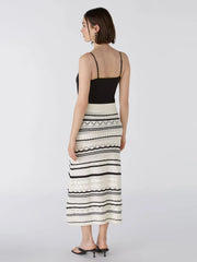 Oui Knit Midi Skirt Off-white/Black