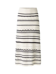 Oui Knit Midi Skirt Off-white/Black