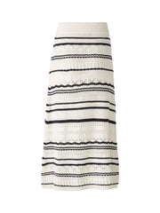 Oui Knit Midi Skirt Off-white/Black