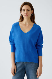 Oui Knit V-Neck Sweater Radiant Blue