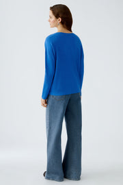 Oui Knit V-Neck Sweater Radiant Blue