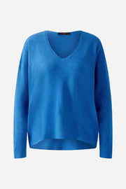 Oui Knit V-Neck Sweater Radiant Blue