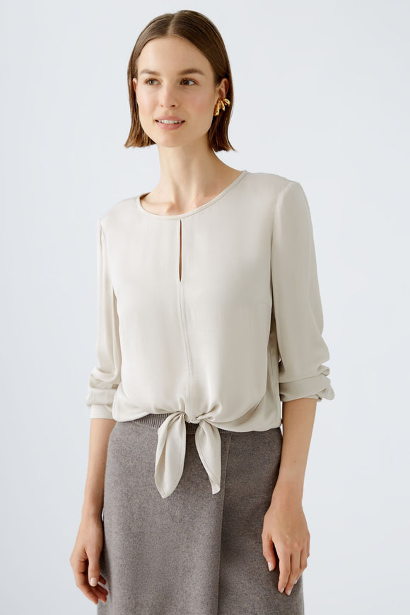 Oui Blouse With Tie Detail Light Stone