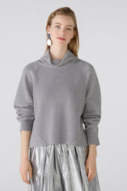 Oui Knitted Jumper With Stand-up Collar Grey