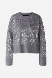 Oui Shiny Sequined Knit Sweater Grey