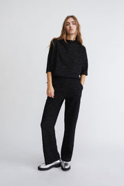 Oui Knitted Cropped Top Black