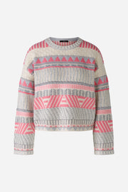 Oui Knit Striped Sweater Light Grey/Off-white
