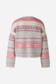 Oui Knit Striped Sweater Light Grey/Off-white