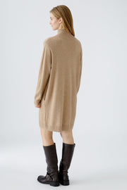 Oui Knitted High Neck Dress Beige