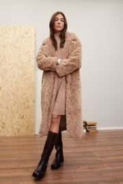 Oui Faux Fur Coat Stone