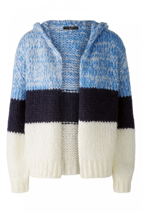 Oui Knit Sweater Offwhite/Blue