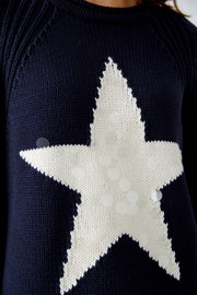 Oui Knit Star Jumper Navy/White