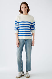 Oui Alpaca Blend Knit Sweater Offwhite/Blue