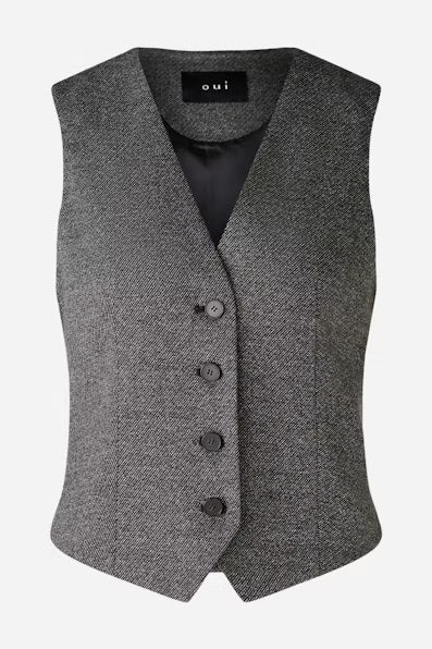 Oui Cropped Waistcoat Grey