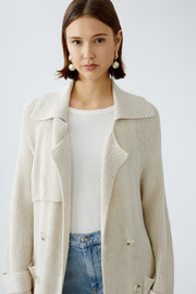 Oui Knitted Trench Coat Off-white
